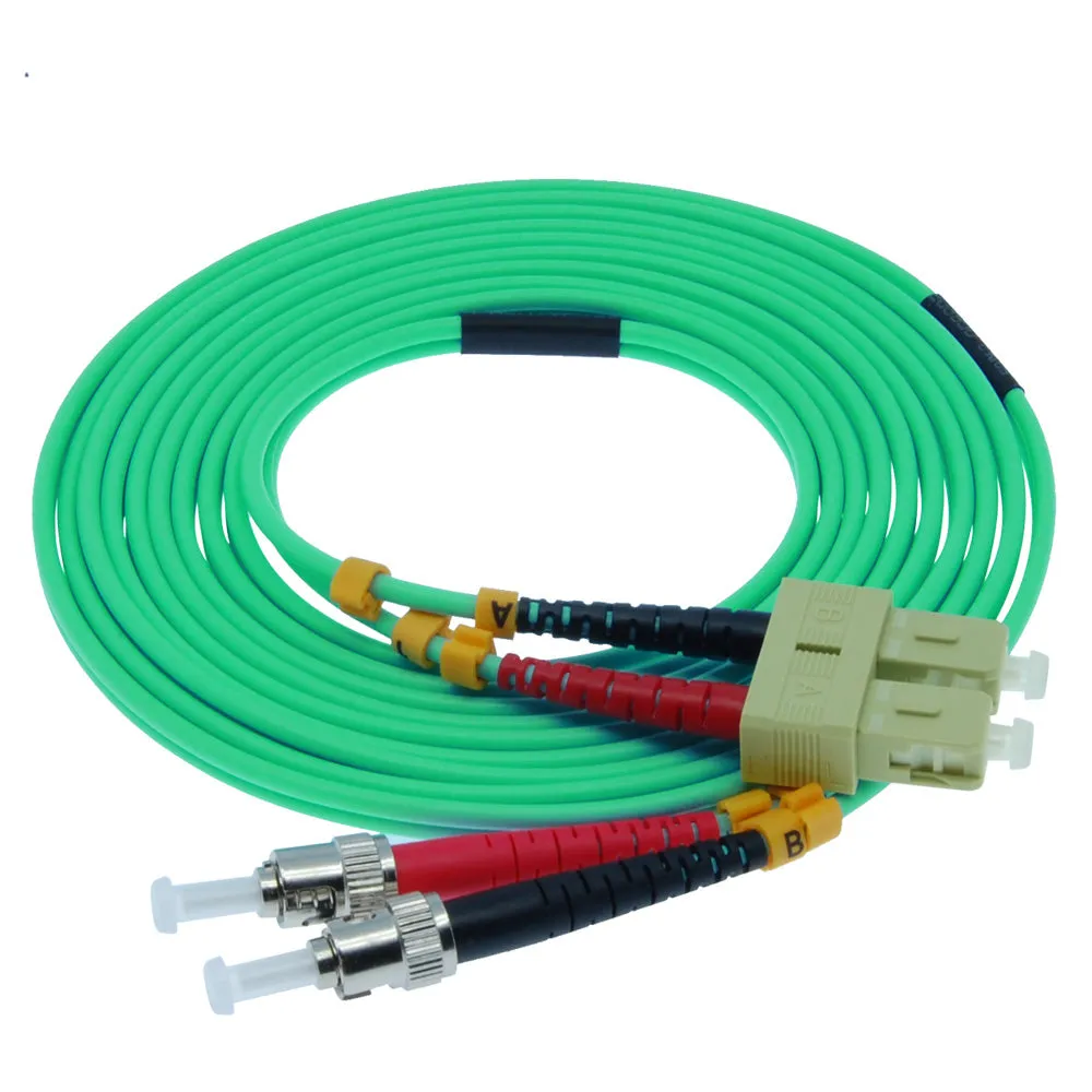 10m SC-ST 10Gb 50/125 OM3 M/M Duplex Fiber Cable Aqua Jacket