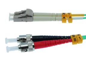 1m LC-ST 10Gb 50/125 OM3 M/M Duplex Fiber Cable Aqua Jacket