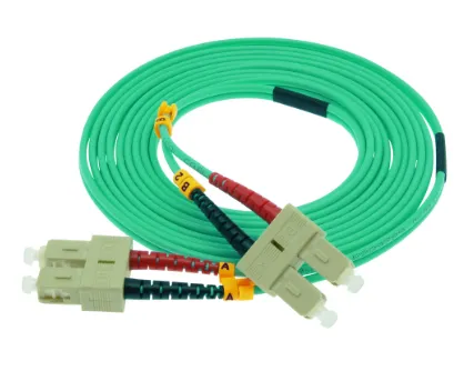 1m SC-SC 10Gb 50/125 OM3 M/M Duplex Fiber Cable Aqua Jacket