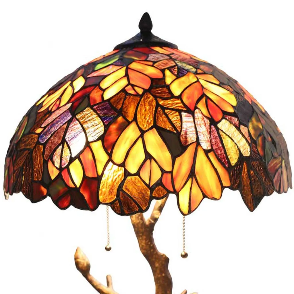 24.5"H Aurora Yellow and Red Maple Tree Trunk Table Lamp