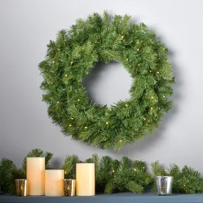 24" Mixed Spruce Warm White LED Artificial Christmas Wreath - NH404703