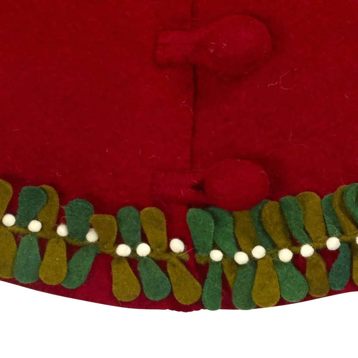 26"  - Mistletoe Border on Red Mini Tree Skirt"