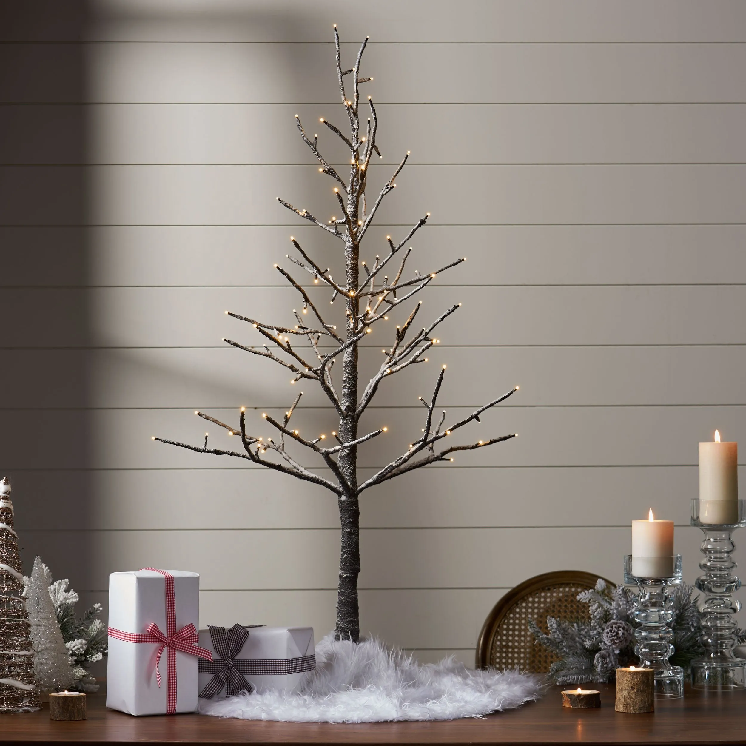 4-foot Pre-Lit 114 Warm White LED Artificial Christmas Twig Tree - NH276313