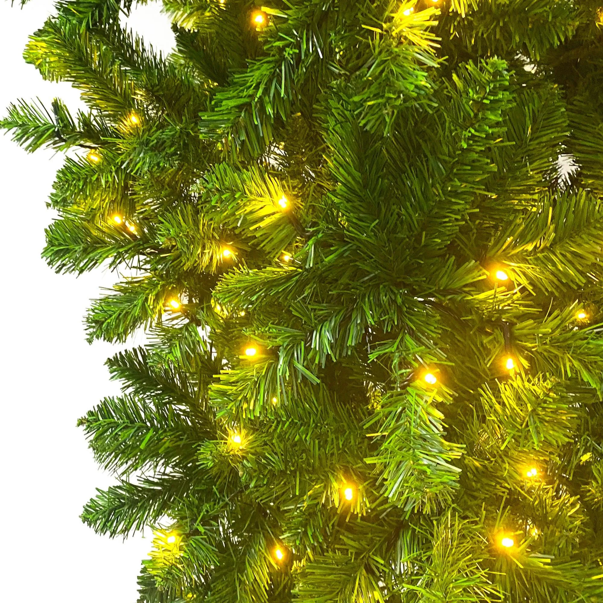 6ft Upside Down Green Christmas Tree, LED Warm White Lights, Reinforced Metal Base & Easy Assembly, 1,000 Lush Branch Tips, 360 LED Lights