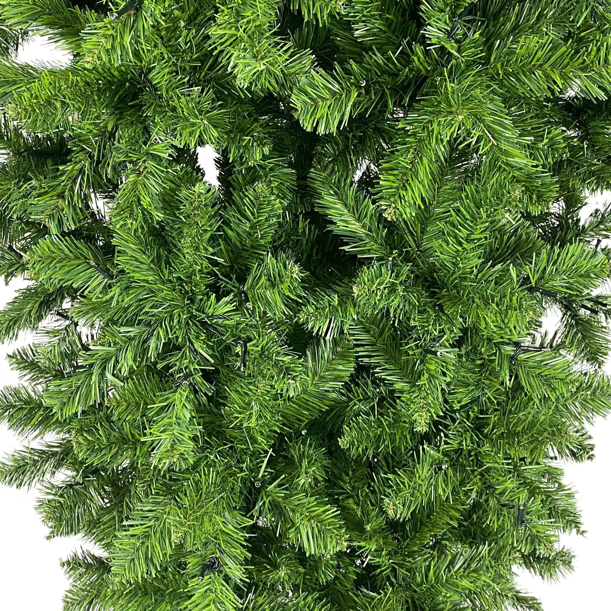 6ft Upside Down Green Christmas Tree, LED Warm White Lights, Reinforced Metal Base & Easy Assembly, 1,000 Lush Branch Tips, 360 LED Lights