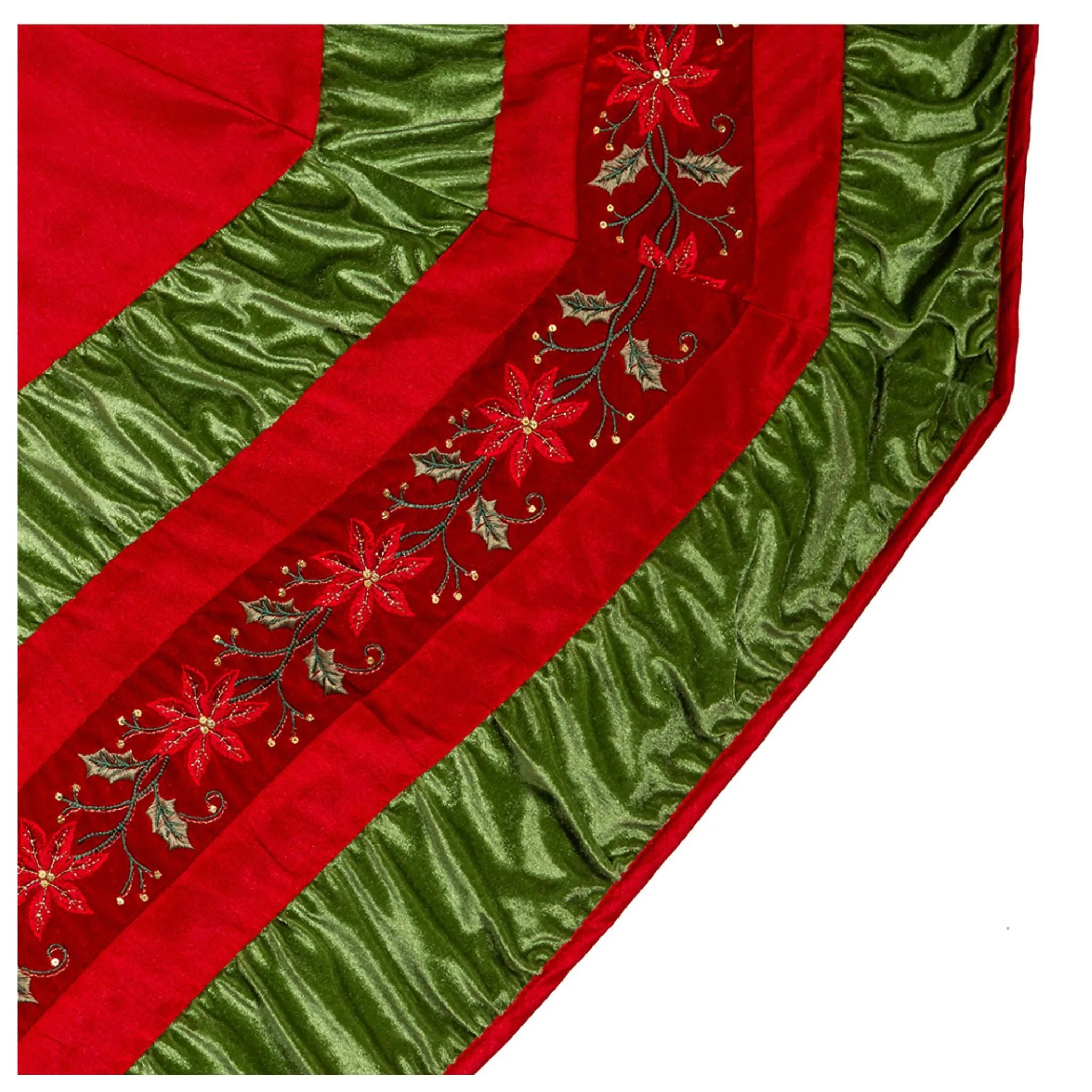 72" Red & Green Gathered Border Tree Skirt