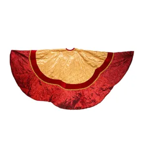 72" Red and Gold Criss-Cross Scallop Tree Skirt