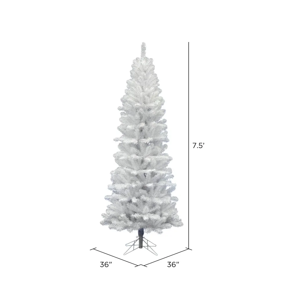 7.5' White Salem Pencil Pine Artificial Christmas Tree, Unlit