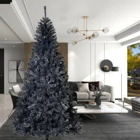 7.5FT  Unlit Black Artificial Christmas Tree with Foldable Metal Stand PVC Fir Tree 1,500 Branch Tips