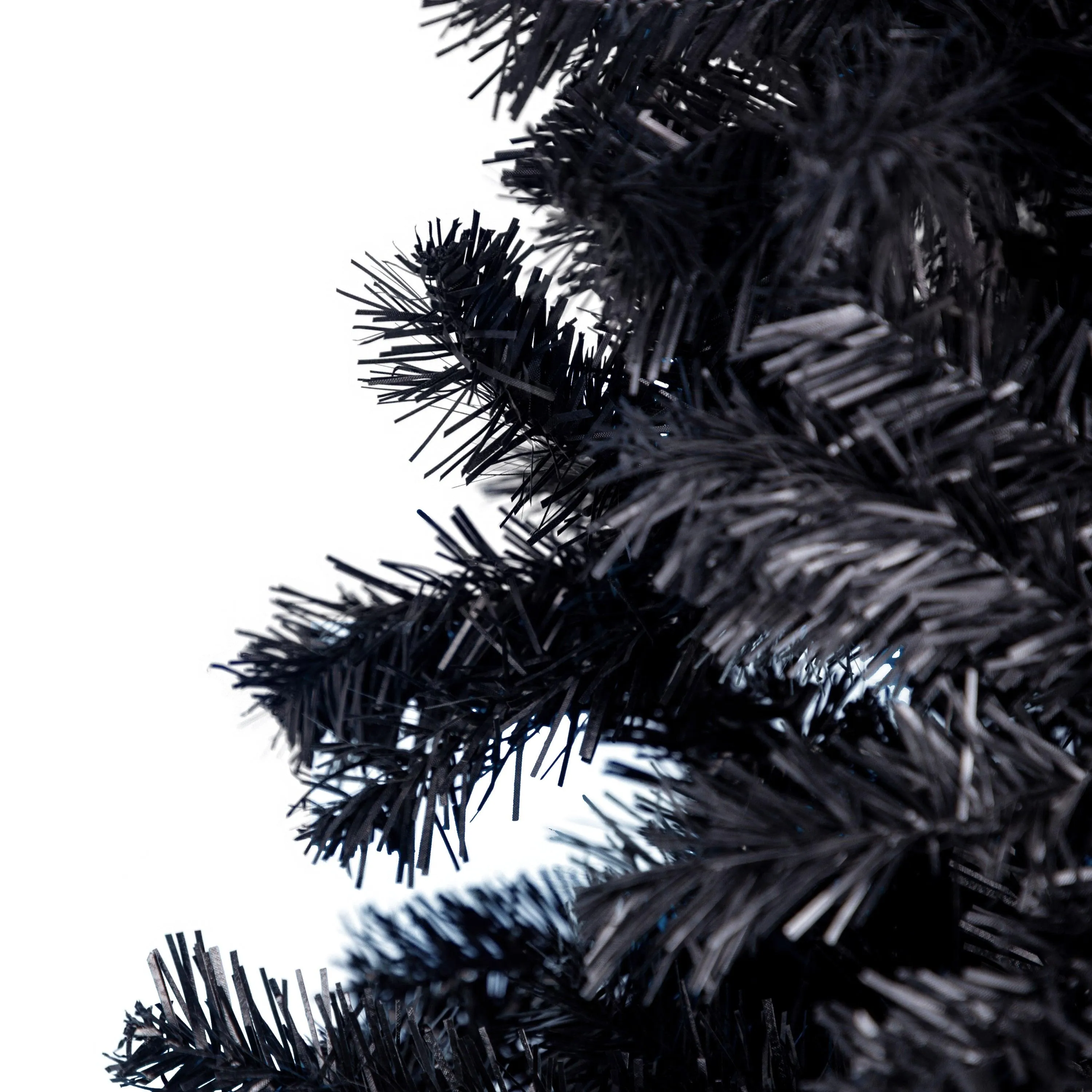 7.5FT  Unlit Black Artificial Christmas Tree with Foldable Metal Stand PVC Fir Tree 1,500 Branch Tips