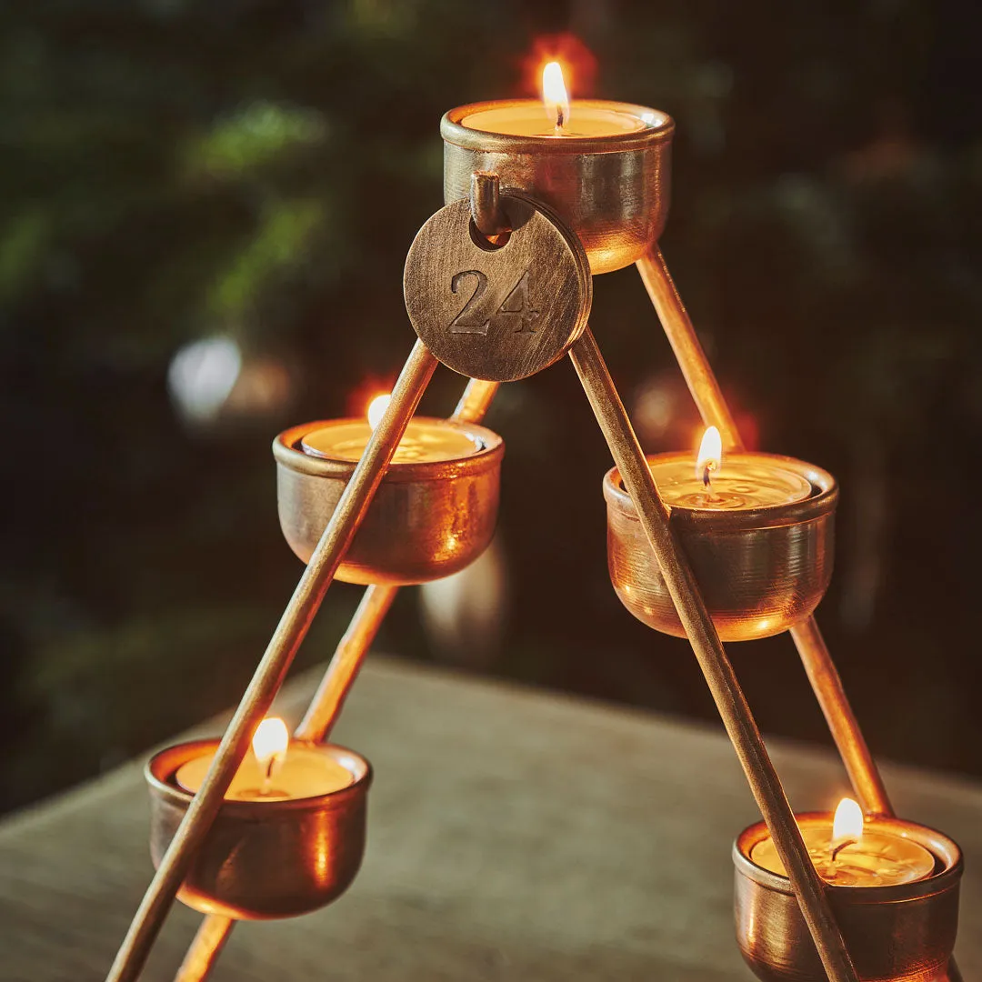 Antique Brass Christmas Tealight Candle Holder