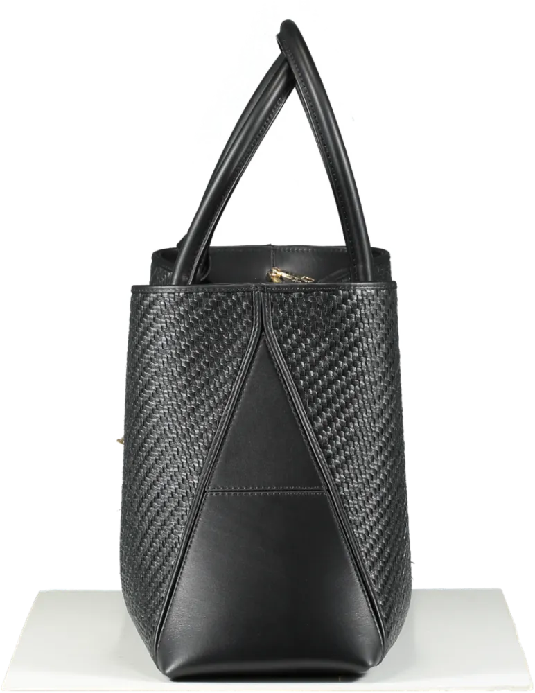 Aspinal Of London Black Large Woven Leather London Tote Bag