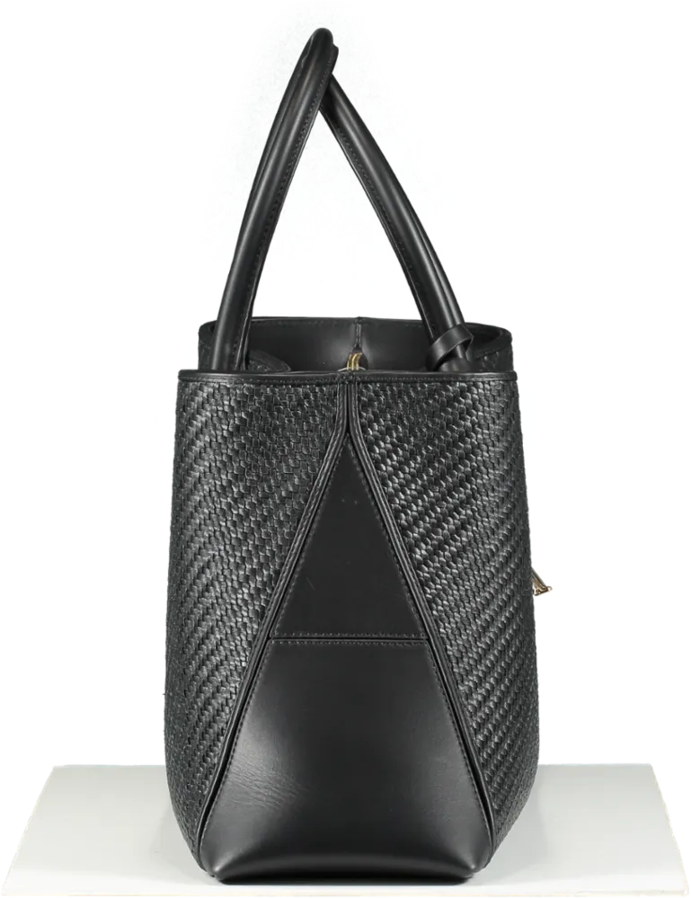 Aspinal Of London Black Large Woven Leather London Tote Bag