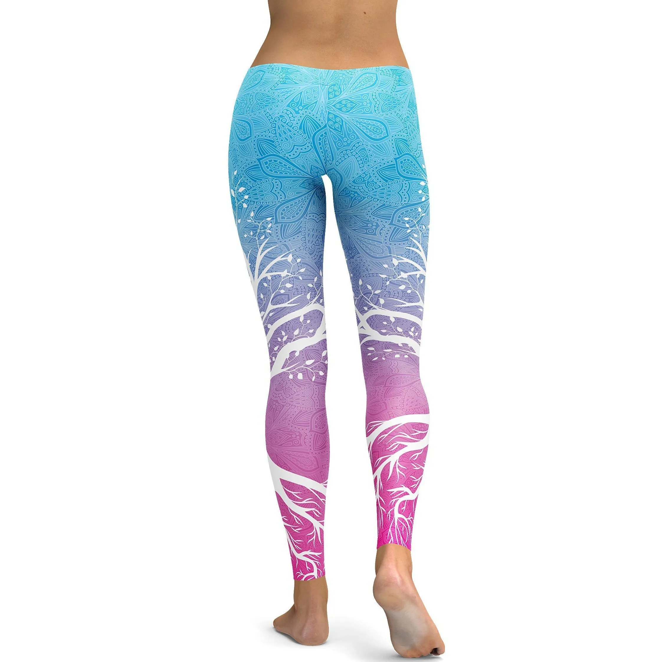 Blue to Pink Tree of Life Leggings