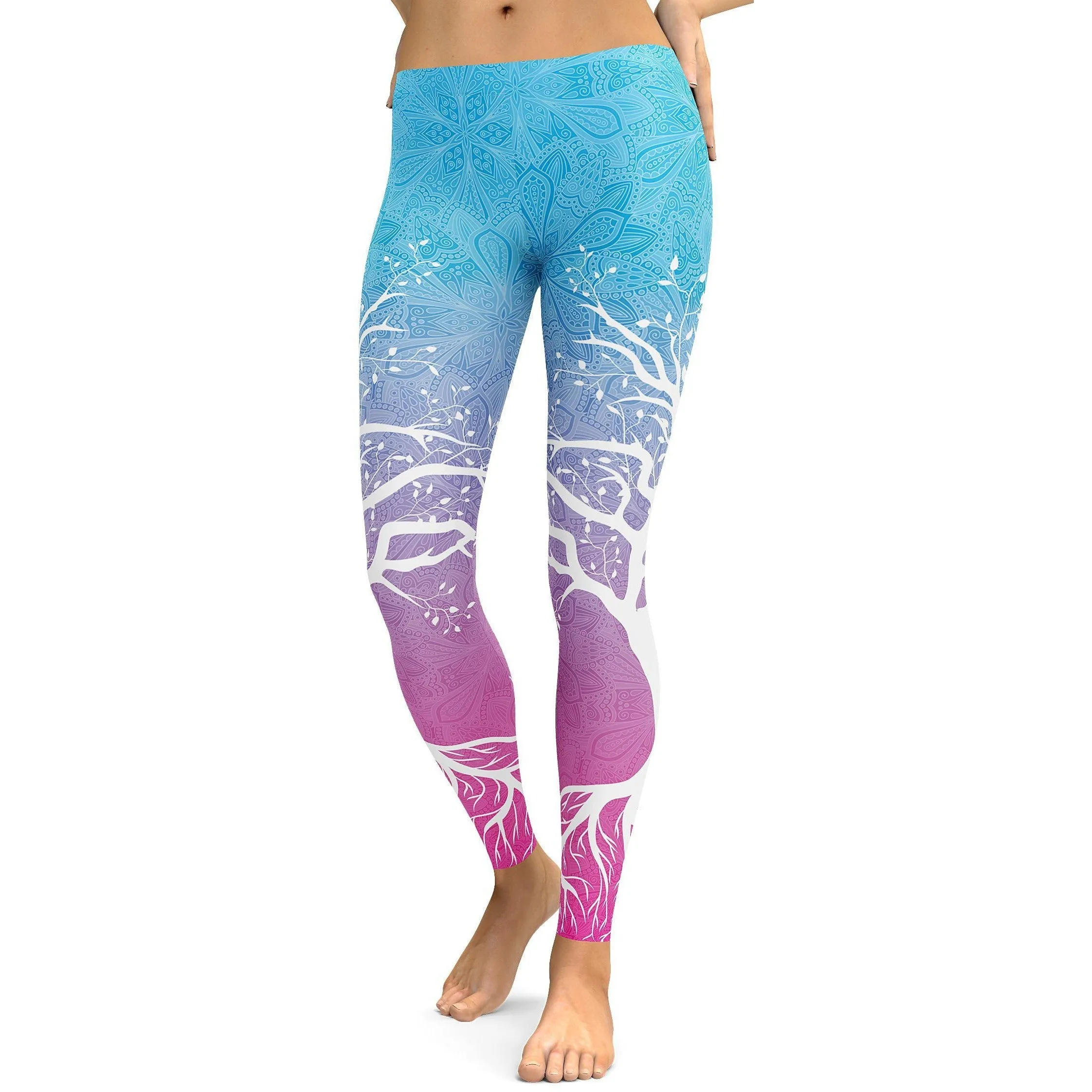 Blue to Pink Tree of Life Leggings