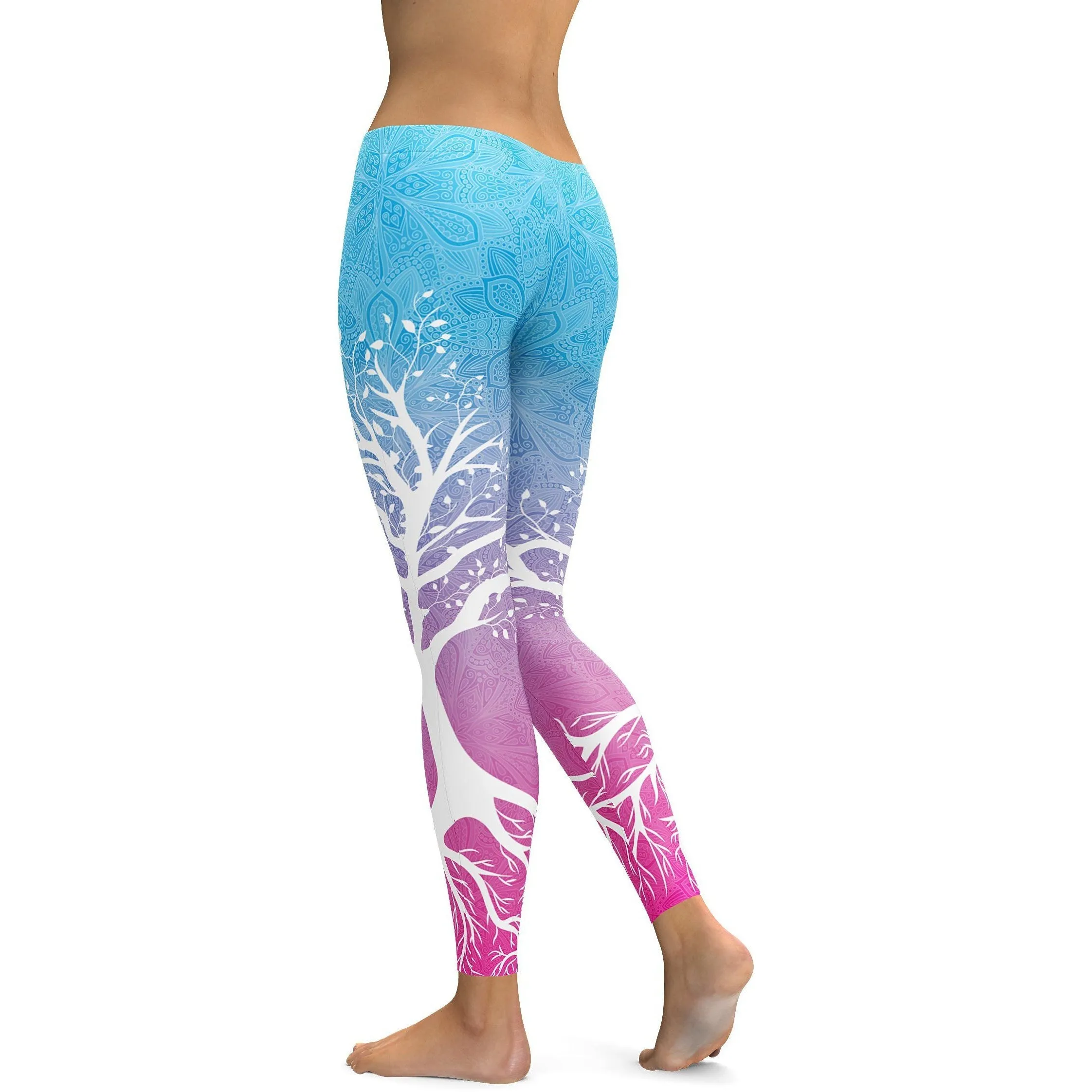 Blue to Pink Tree of Life Leggings