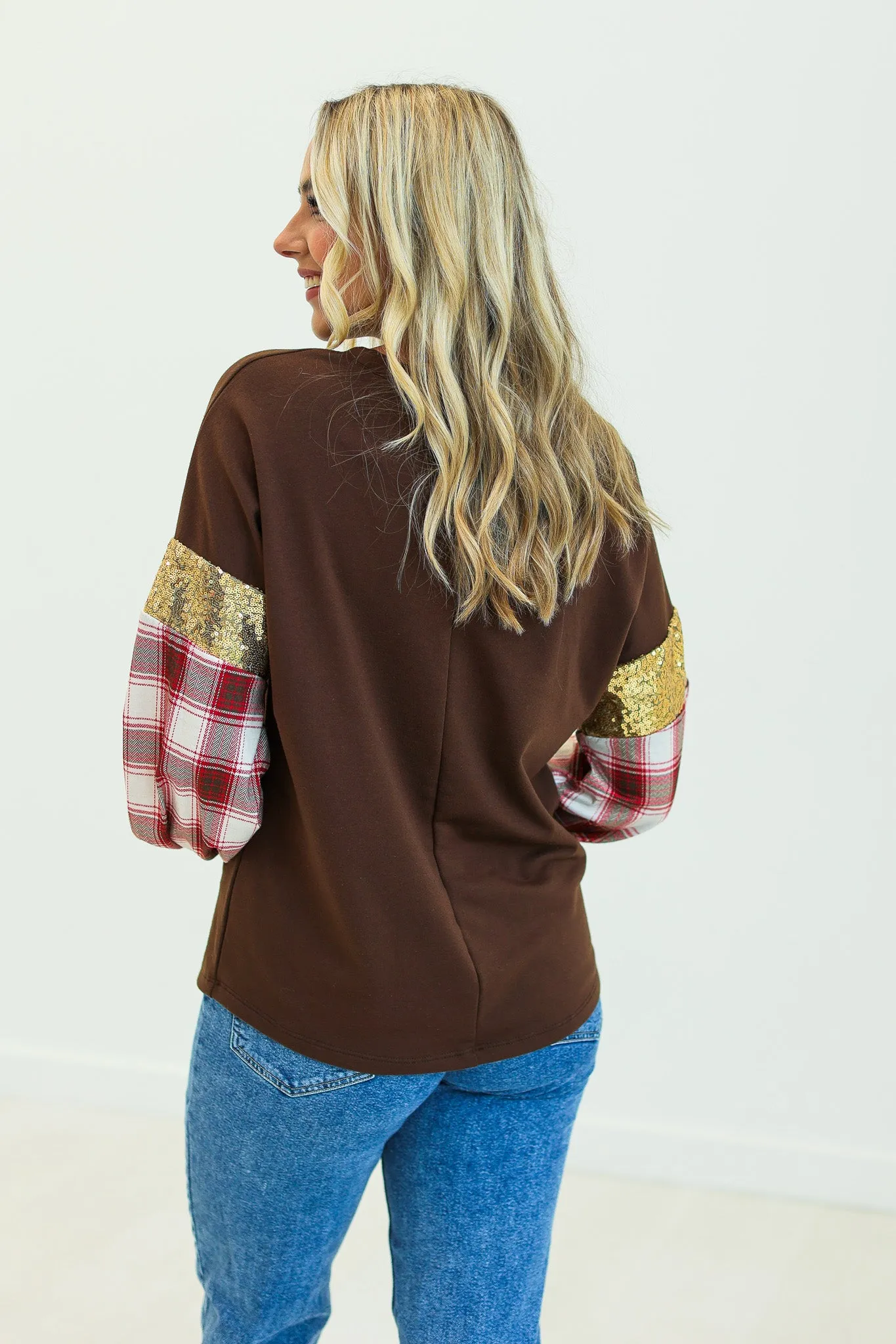 Brown Plaid Christmas Tree Sweatshirt