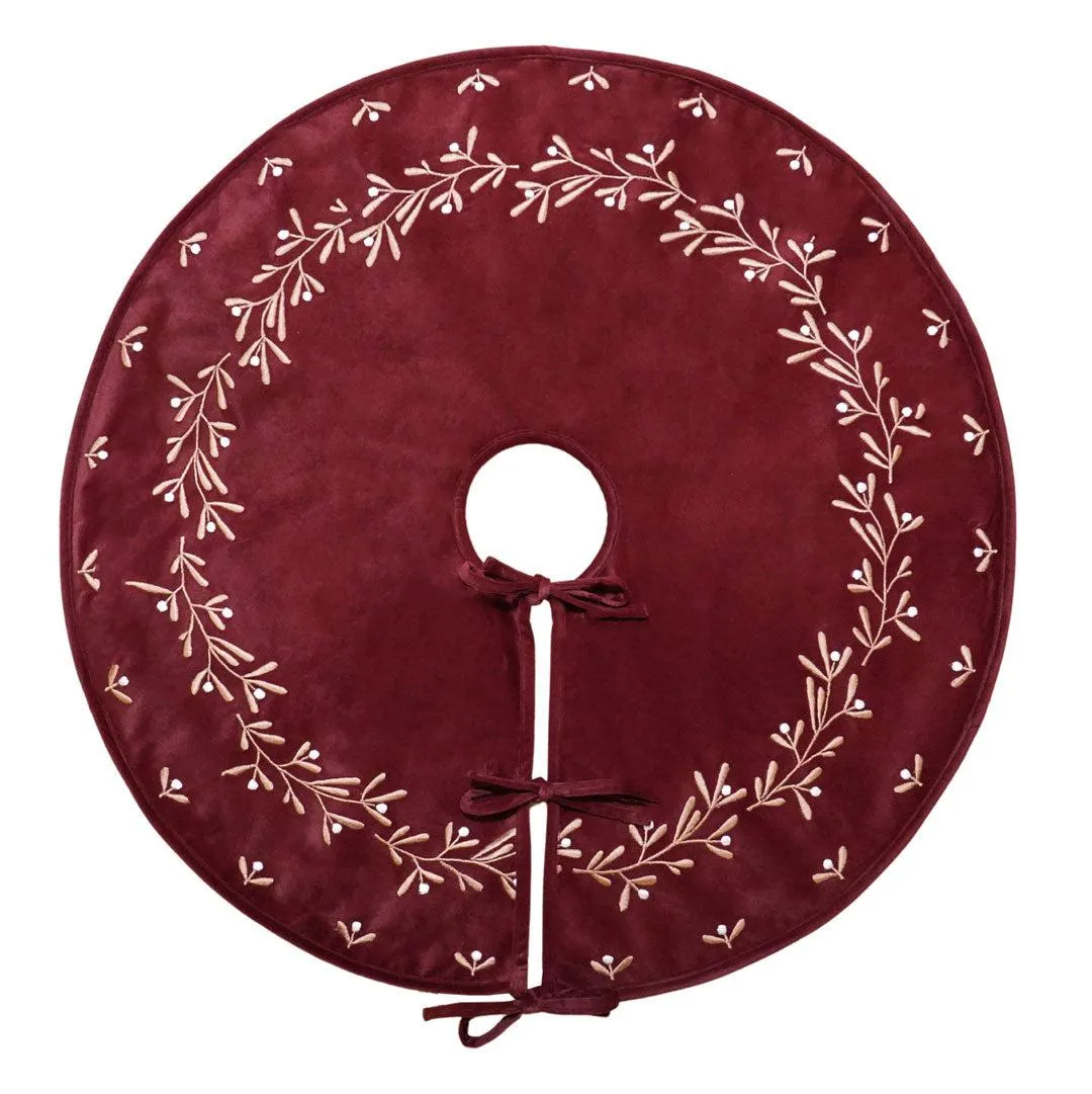 Burgundy Velvet Christmas Tree Skirt