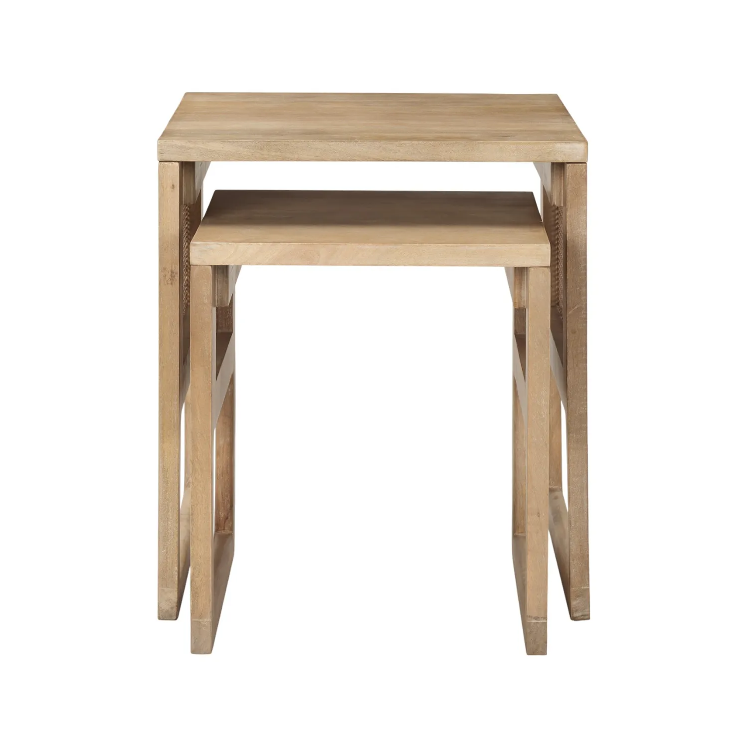 Cannes Natural Wood Nesting Side Table Set