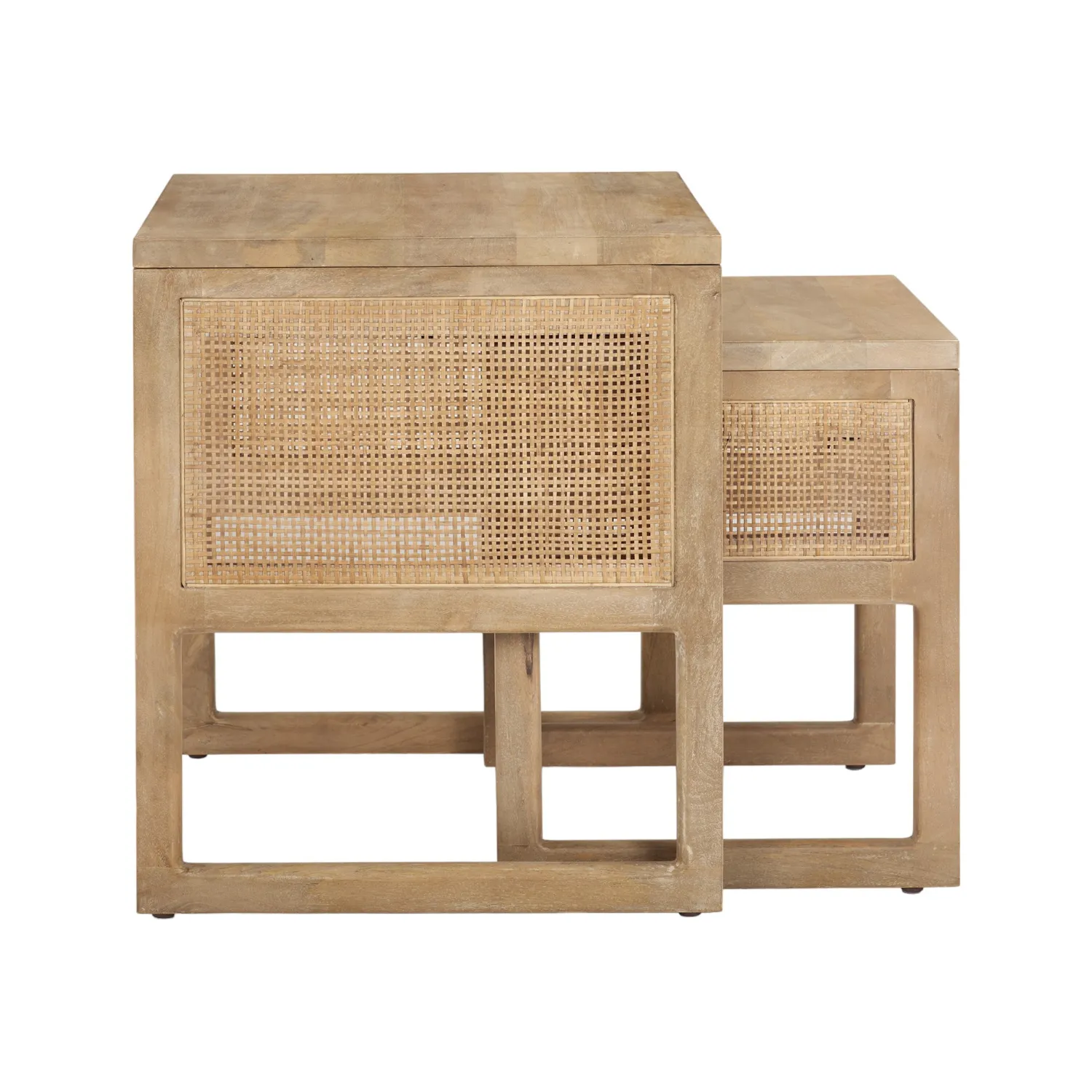 Cannes Natural Wood Nesting Side Table Set