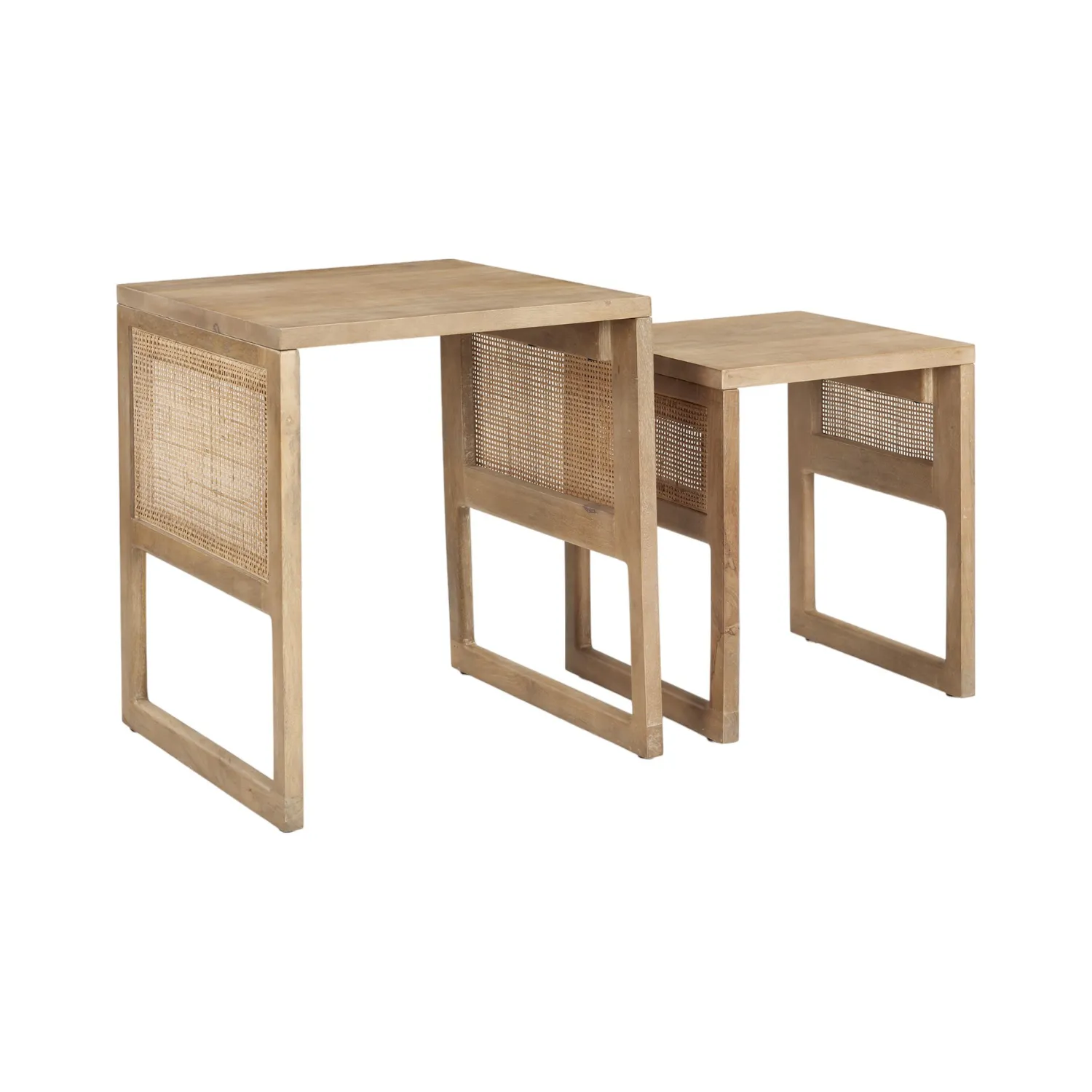 Cannes Natural Wood Nesting Side Table Set