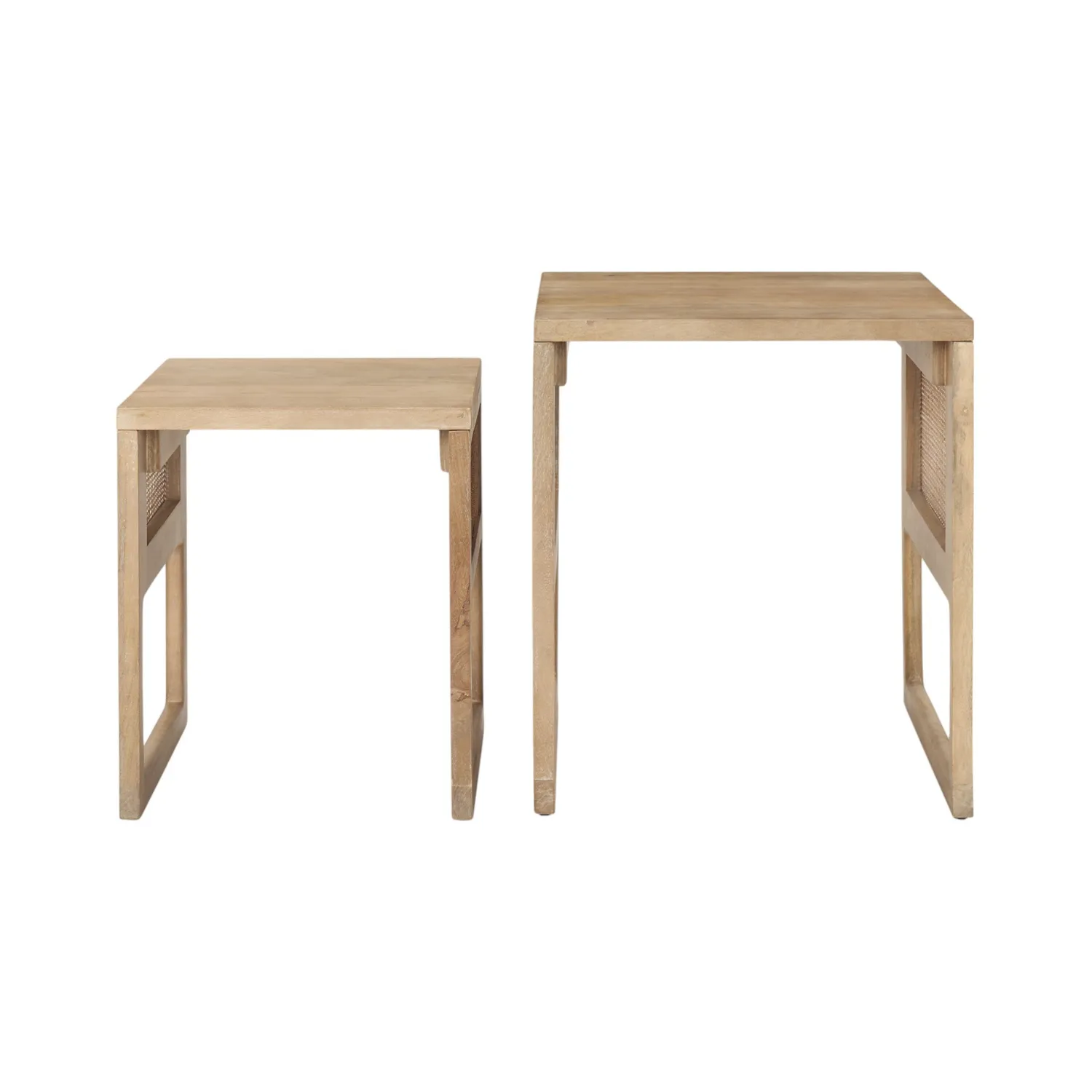 Cannes Natural Wood Nesting Side Table Set