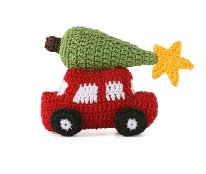 Car with Christmas Tree Ornaments