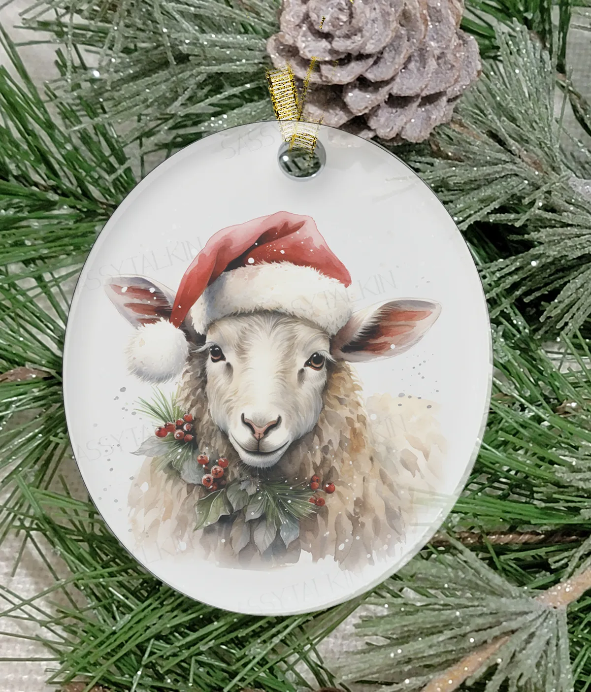 Christmas Ornament, Christmas, Farm Animal, Sheep, Frosted Acrylic