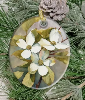 Christmas Ornament, Flower, Dogwood, Frosted Acrylic