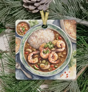 Christmas Ornament, Louisiana, Frosted Acrylic, Gumbo