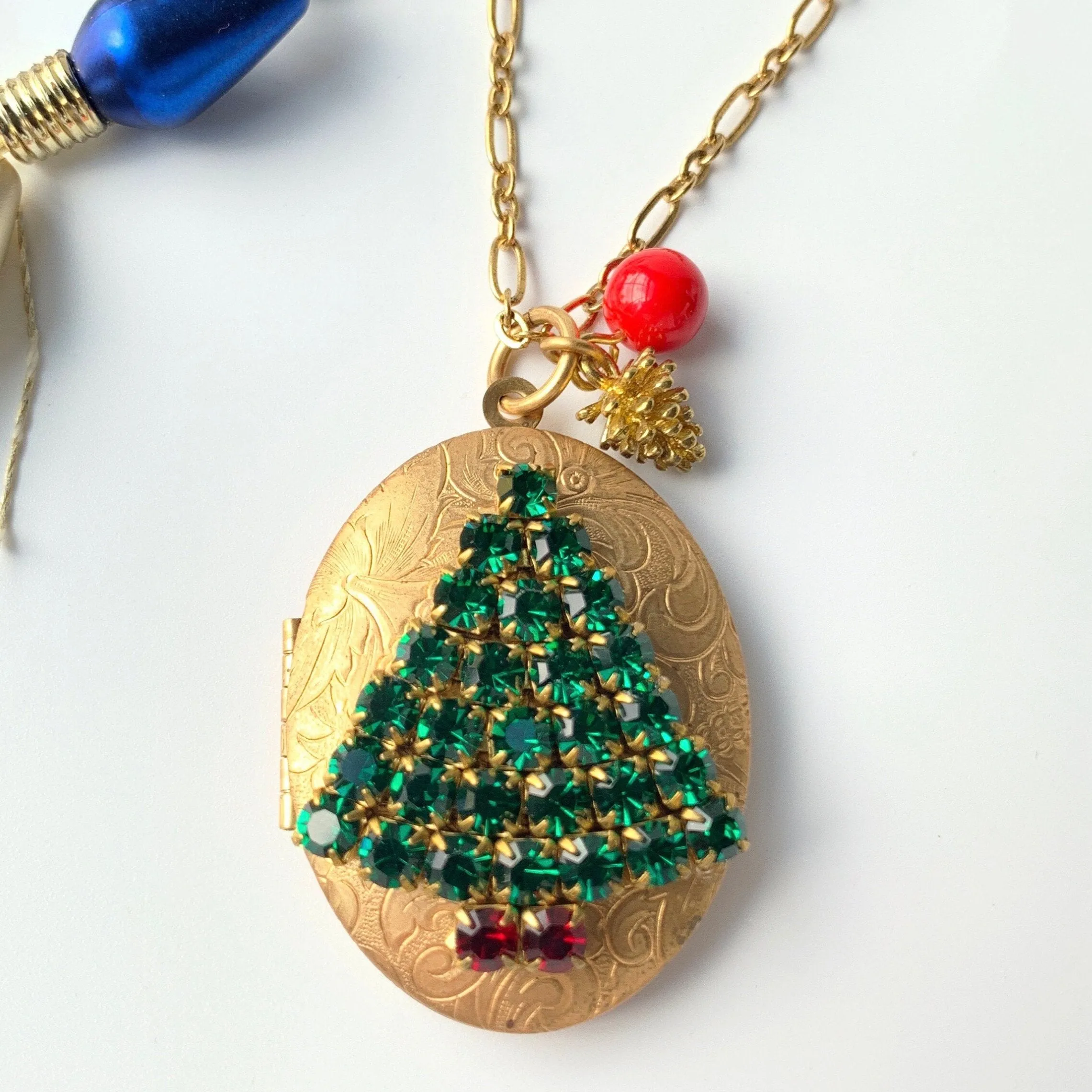 Christmas Tree Locket Necklace