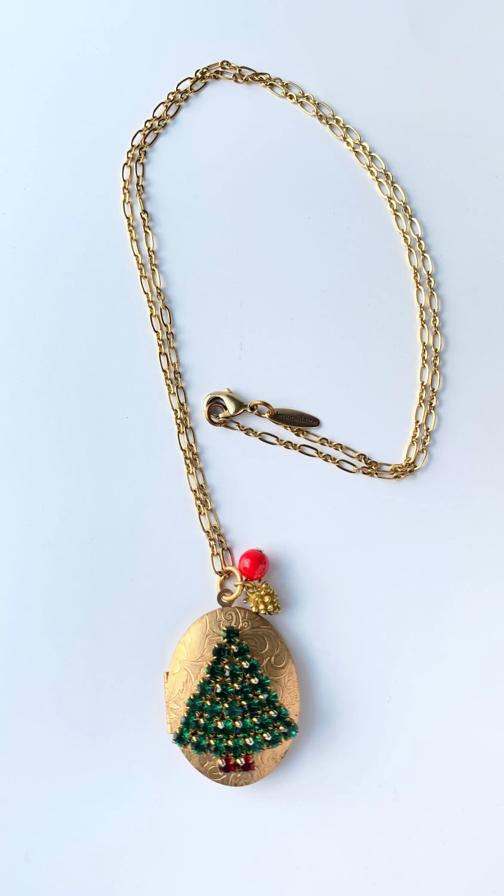 Christmas Tree Locket Necklace