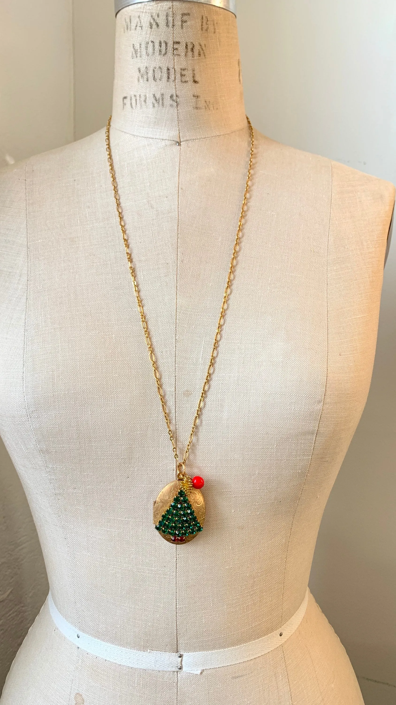 Christmas Tree Locket Necklace