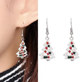 Christmas Tree Shape Stud Earrings Christmas Gift oorbellen Red and Clear Crystal for Women Fashion Christmas Earrings