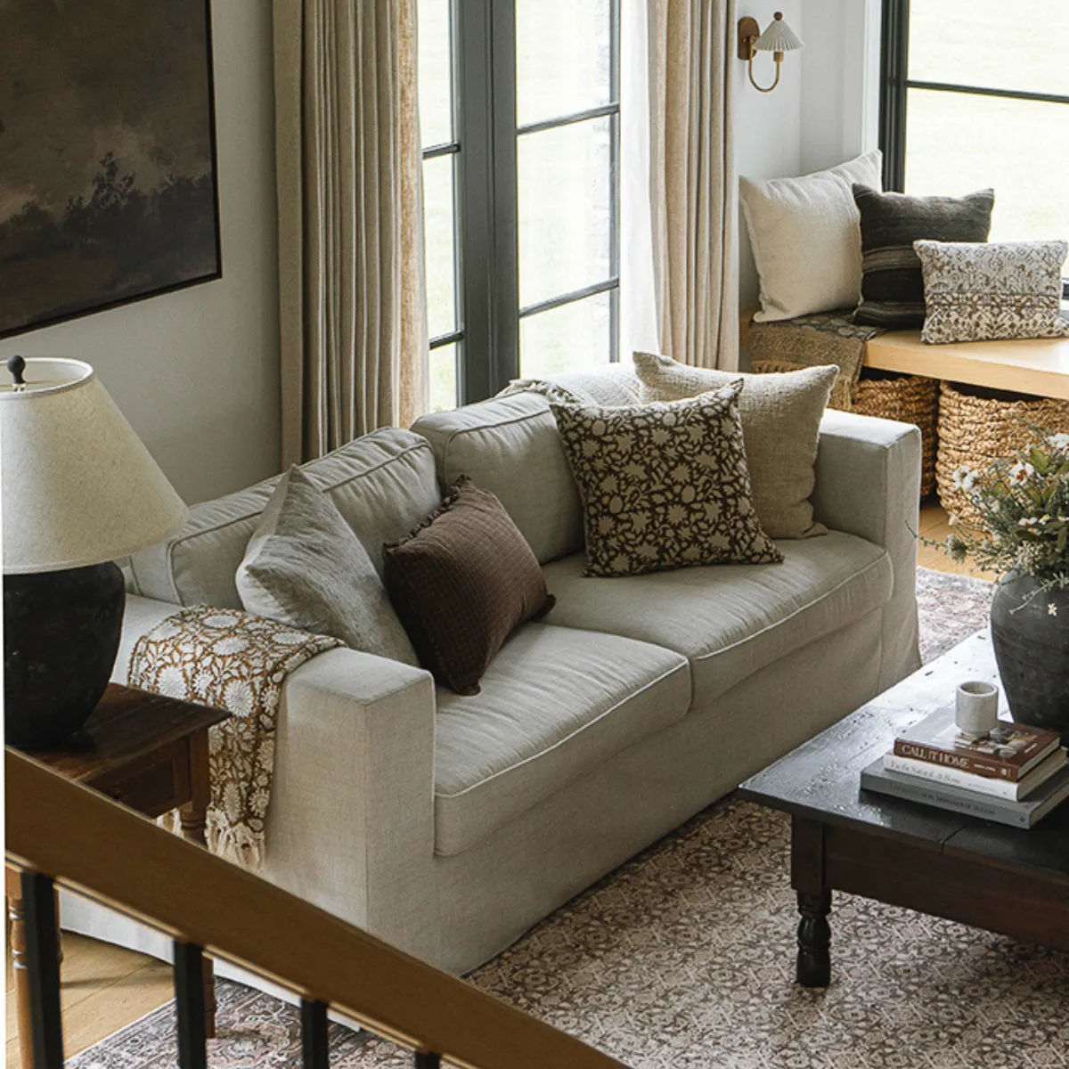 Denver 86" Natural Linen Slipcover Sofa