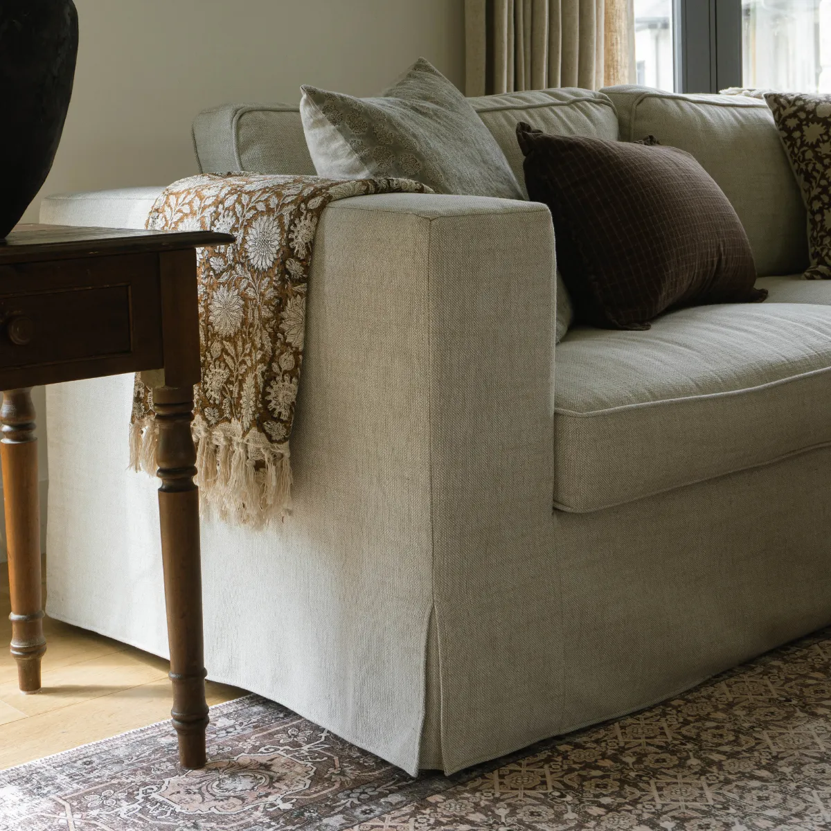 Denver 86" Natural Linen Slipcover Sofa