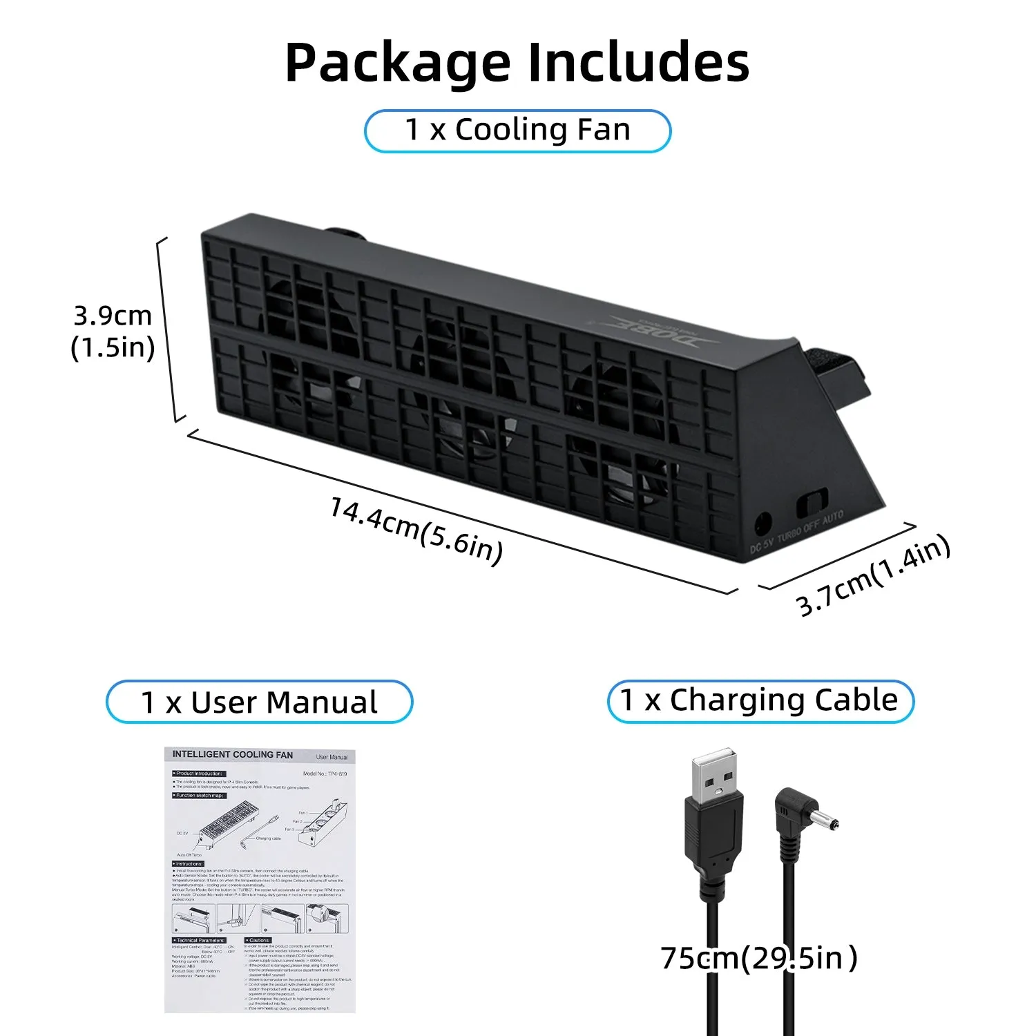 DOBE Intelligent Cooling Fan For PS4 Slim Gaming Console