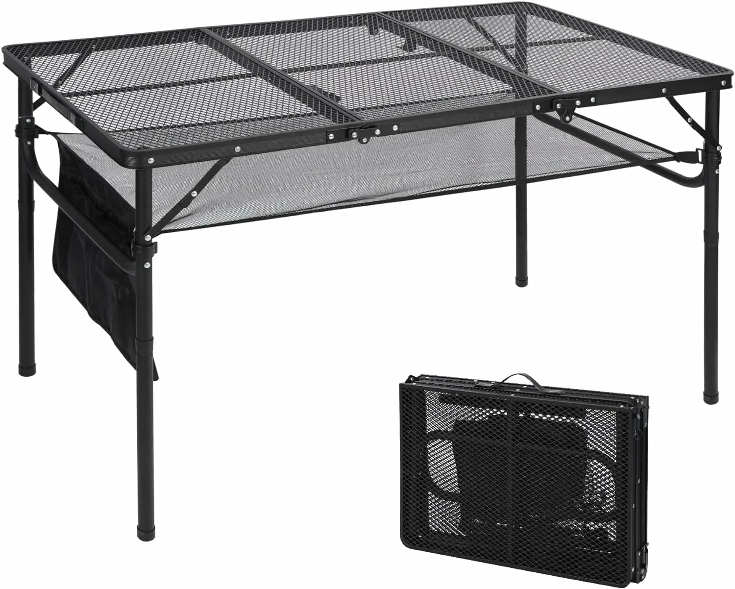 Folding Grill Table for Outside with Adjustable Height Legs