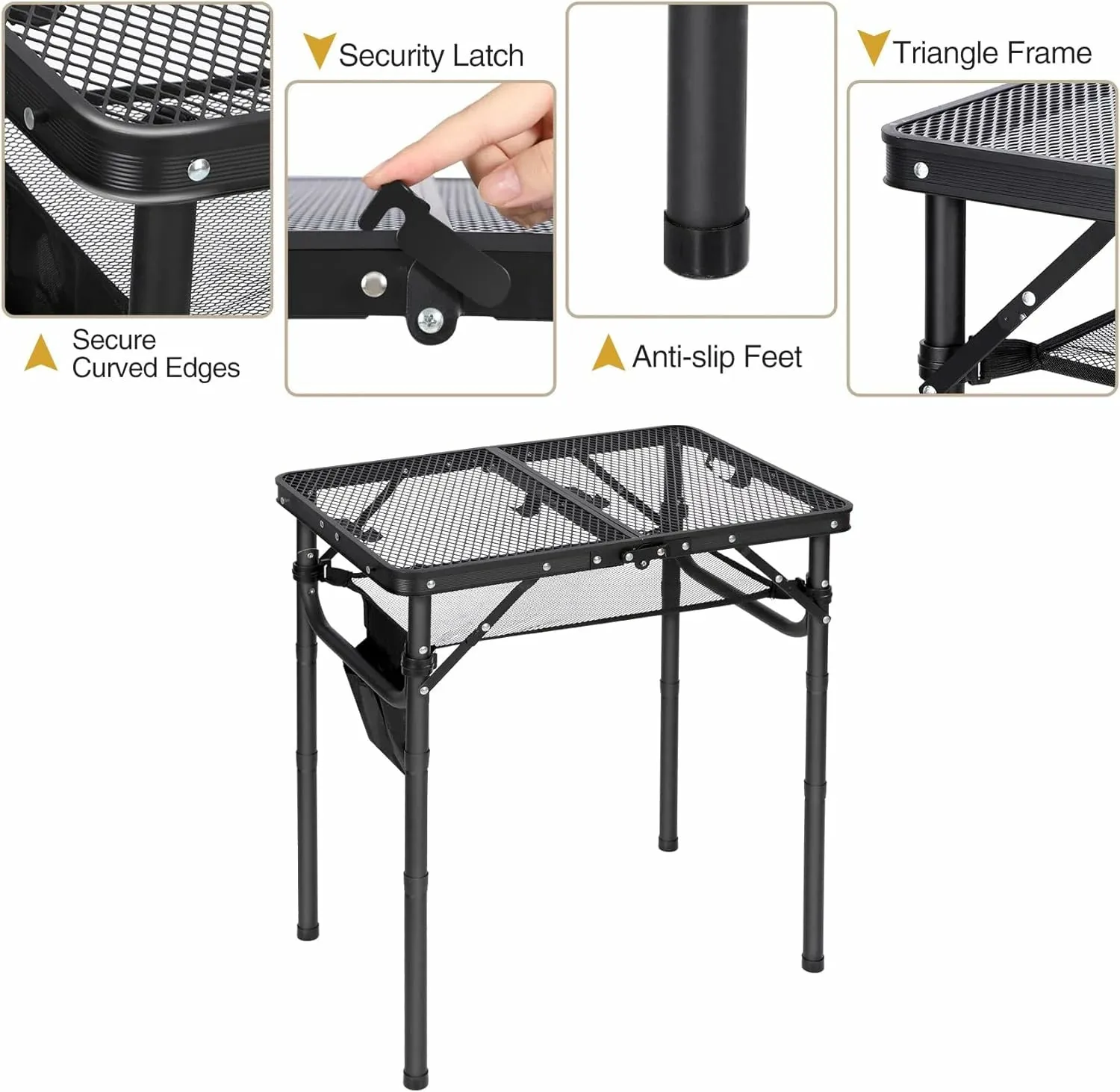 Folding Grill Table for Outside with Adjustable Height Legs