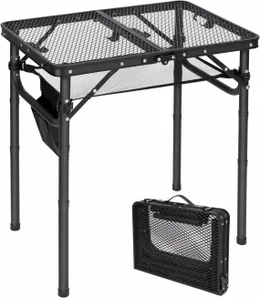 Folding Grill Table for Outside with Adjustable Height Legs