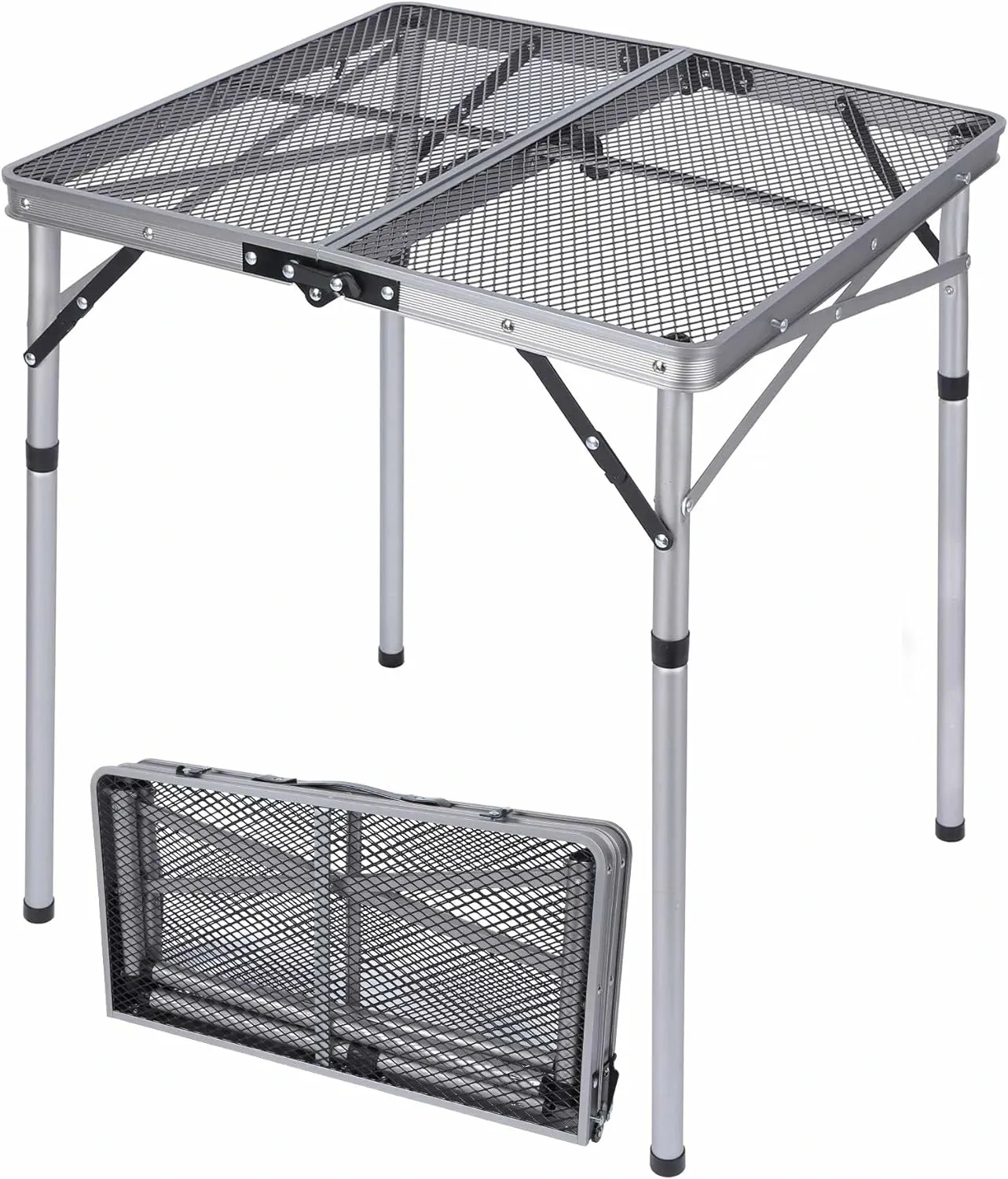 Folding Grill Table for Outside with Adjustable Height Legs