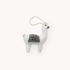 Hand Embroidered Ornament - Alpaca Friend - White