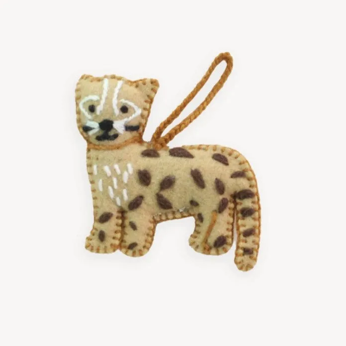 Hand Embroidered Ornament - Cheetah