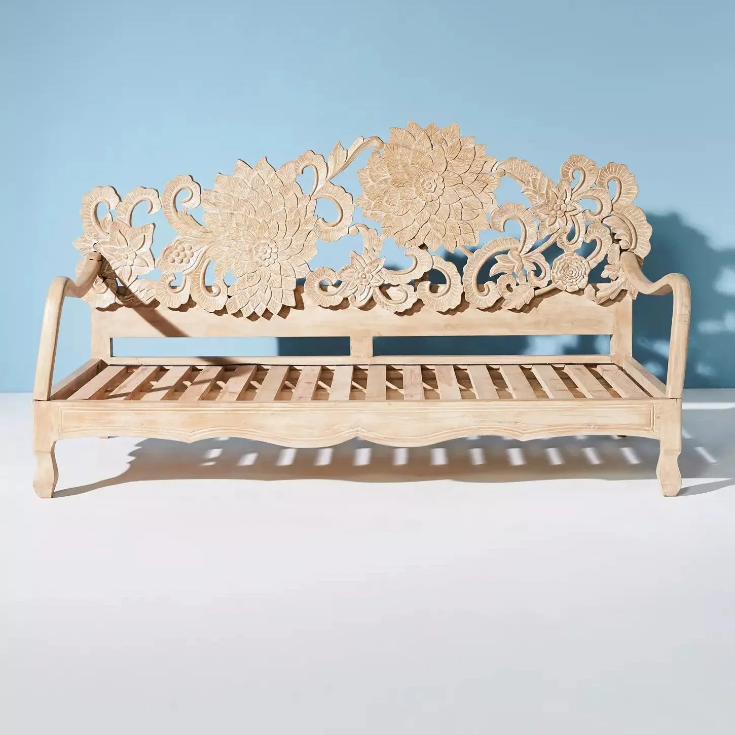 Handcarved Lotus Daybed Natural