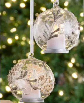 LuxuryLite LED Pine Cone Glass Ornament