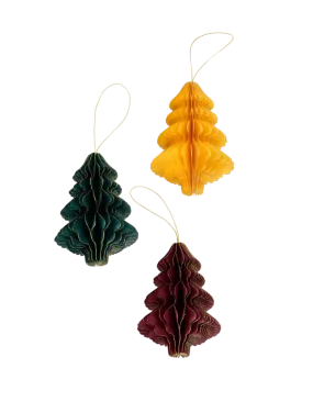 Paper Christmas Tree Ornament Trio