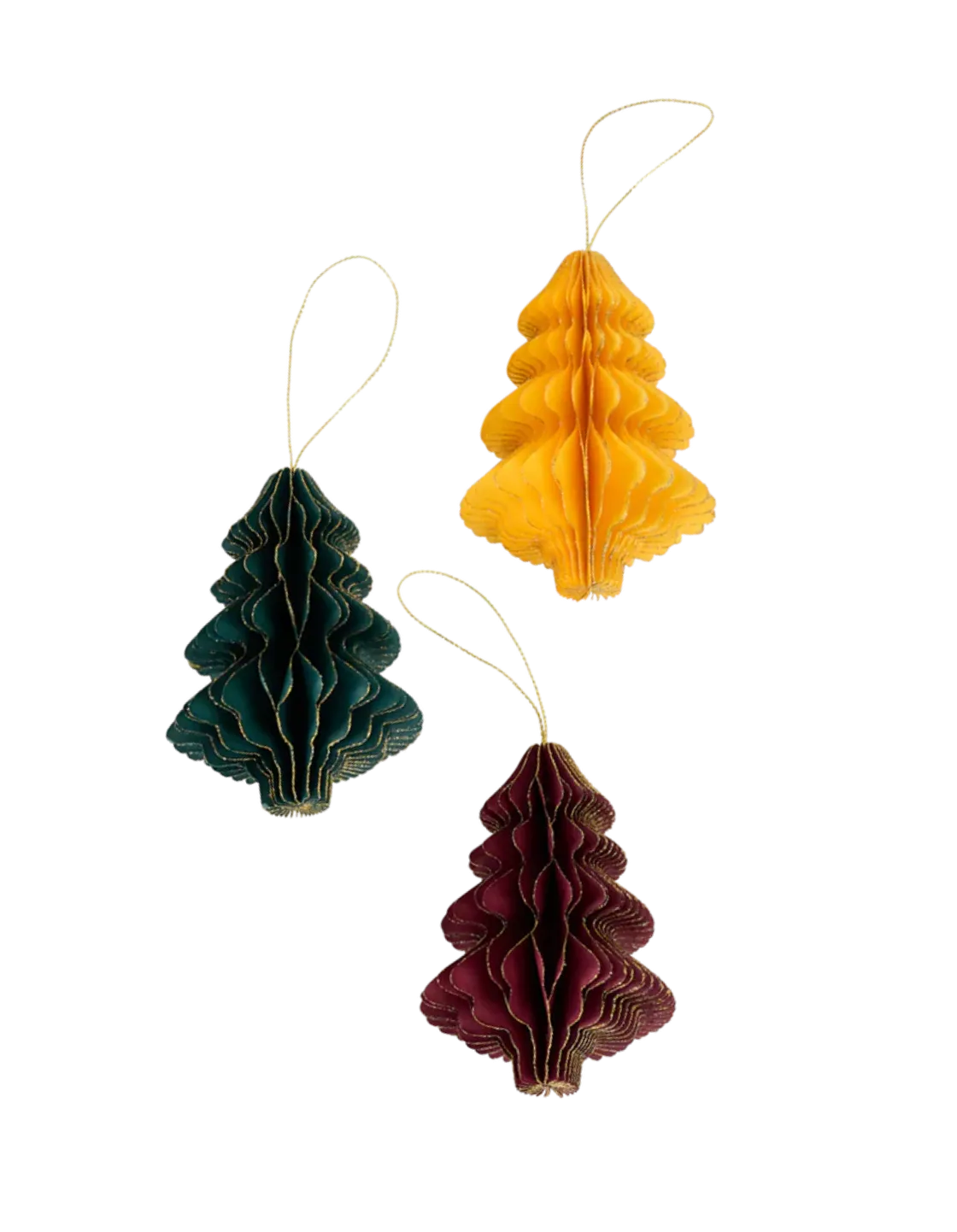 Paper Christmas Tree Ornament Trio