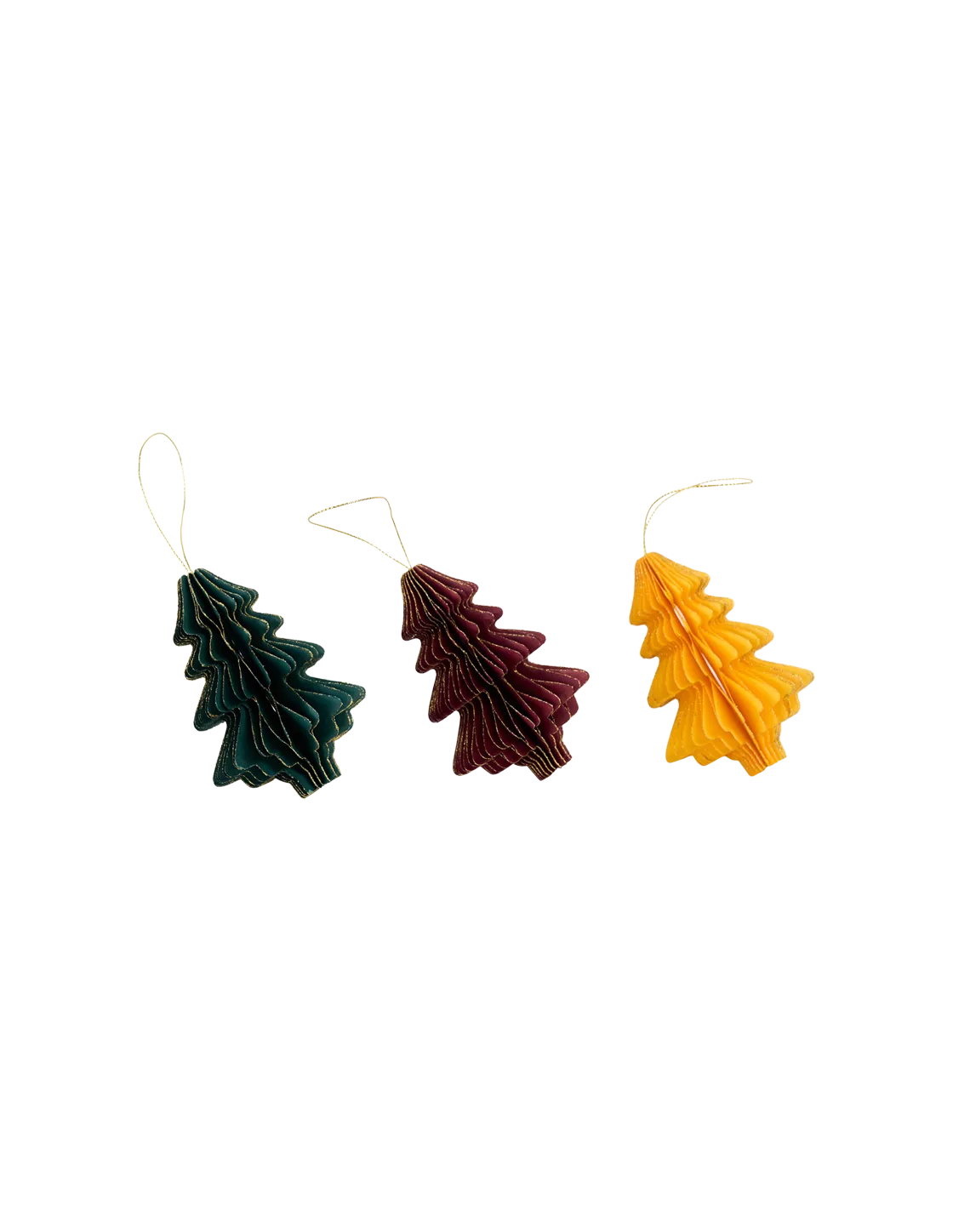 Paper Christmas Tree Ornament Trio