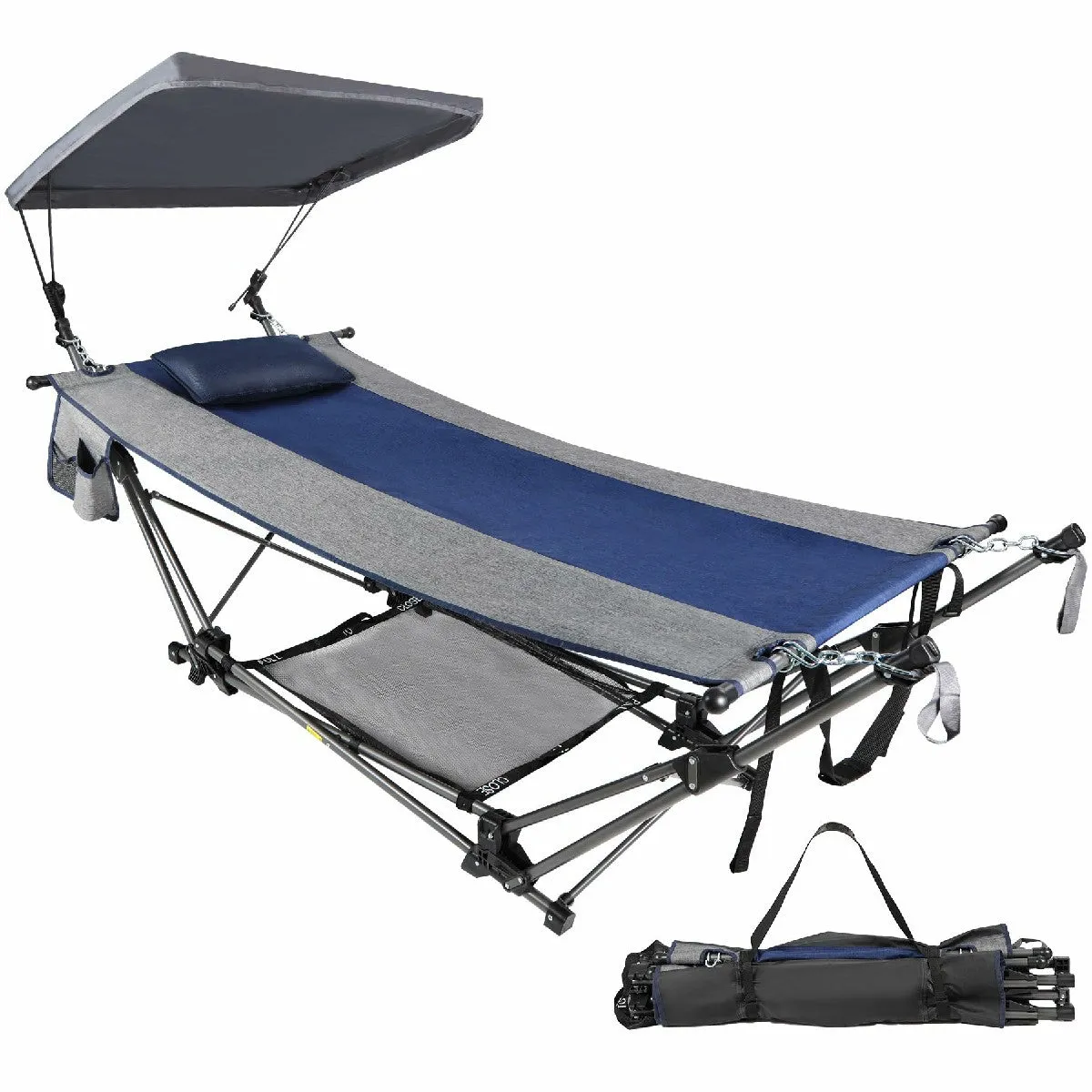 Portable Folding Hammock with Removable Canopy and Pillow