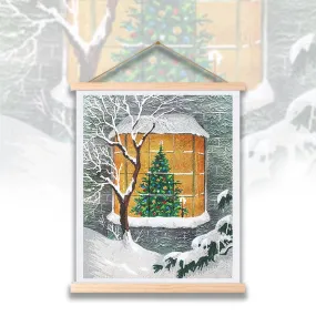 "Christmas Tree Cottage" Crystal Art Scroll Kit